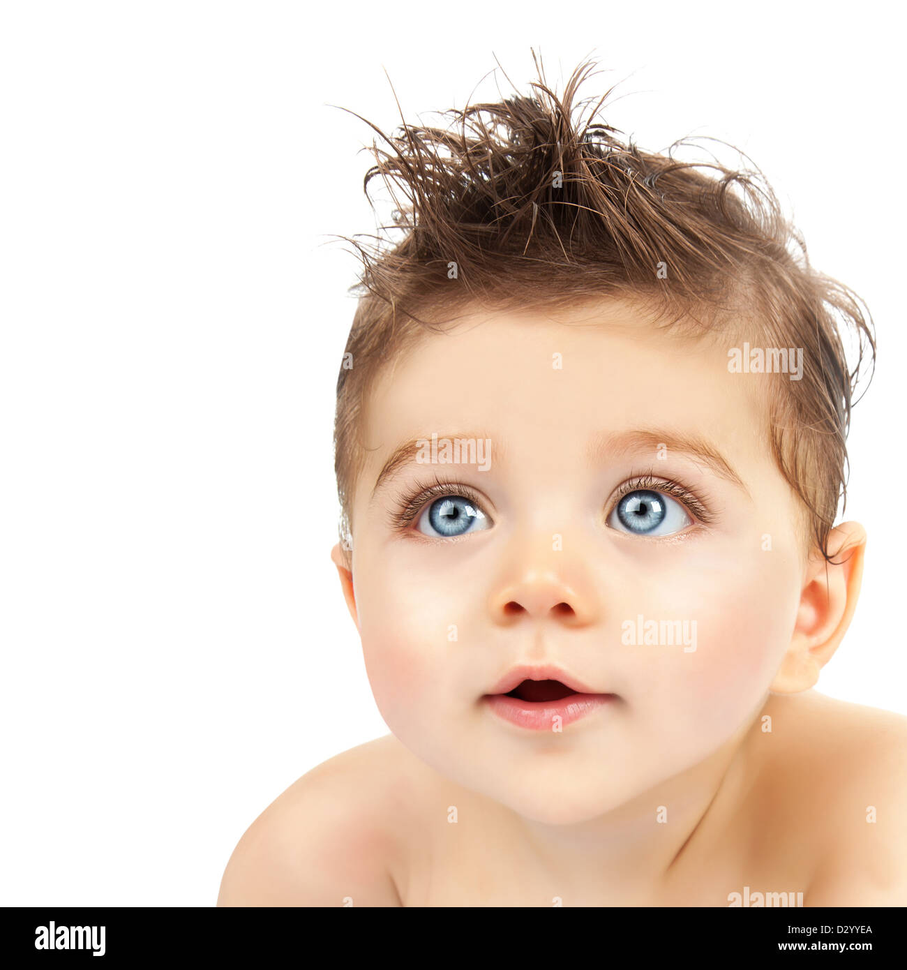 Image De Cute Baby Boy Closeup Portrait De L Adorable Enfant Isole Sur Fond Blanc Douce Enfant Aux Yeux Bleus Photo Stock Alamy