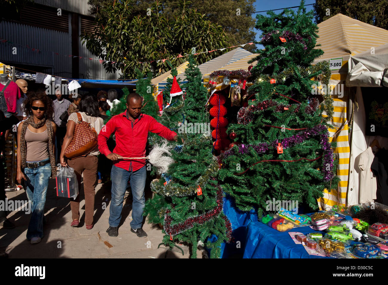 Marché de Noël, Place Meskel, Addis-Abeba, Ethiopie Banque D'Images