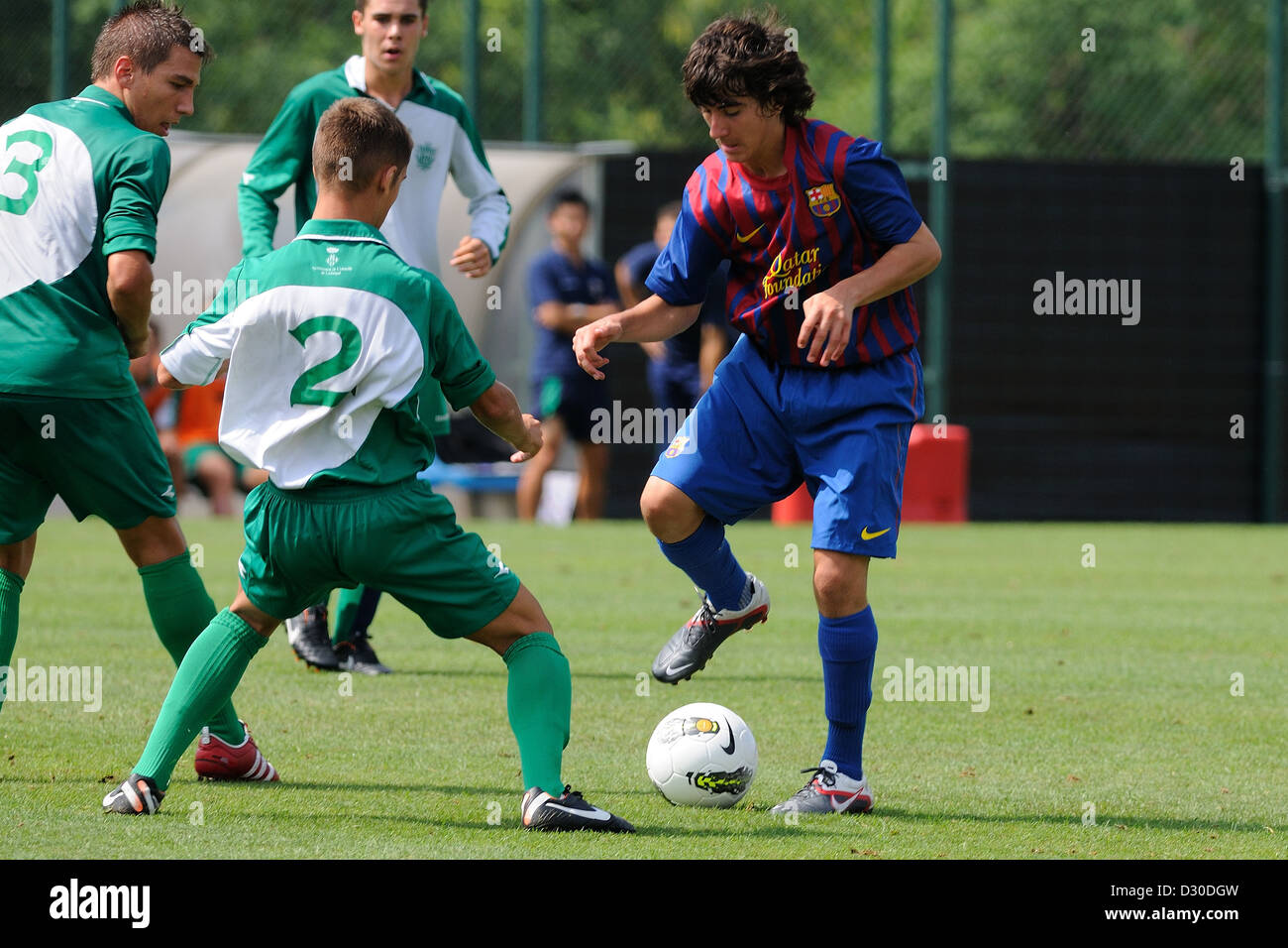 Barcelone, Espagne - SEP 4 : Joel Huertas joue avec F.C Barcelone équipe de jeunes contre l'U.E. Cornella. Banque D'Images