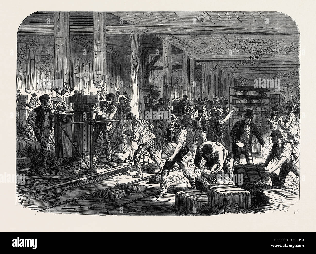 L'expédition britannique à l'Abyssinie : PRÉPARATION DE FOURRAGE COMPRESSÉ AU GLOBE WHARF REGENT'S CANAL MILE-END-ROAD UK 1867 Banque D'Images