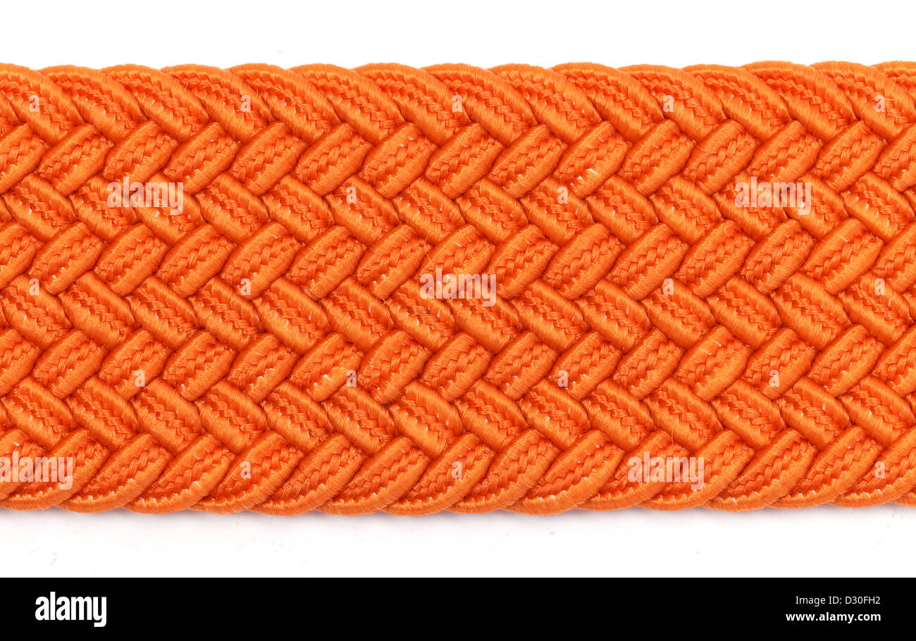 Texture haute résolution du ruban de l'tressé cordon orange Banque D'Images