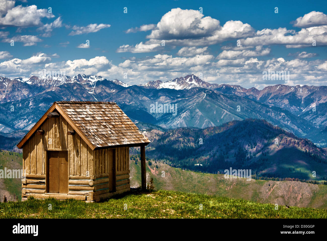 Petite cabane au sommet de ski Mont Chauve à Sun Valley, Idaho Banque D'Images