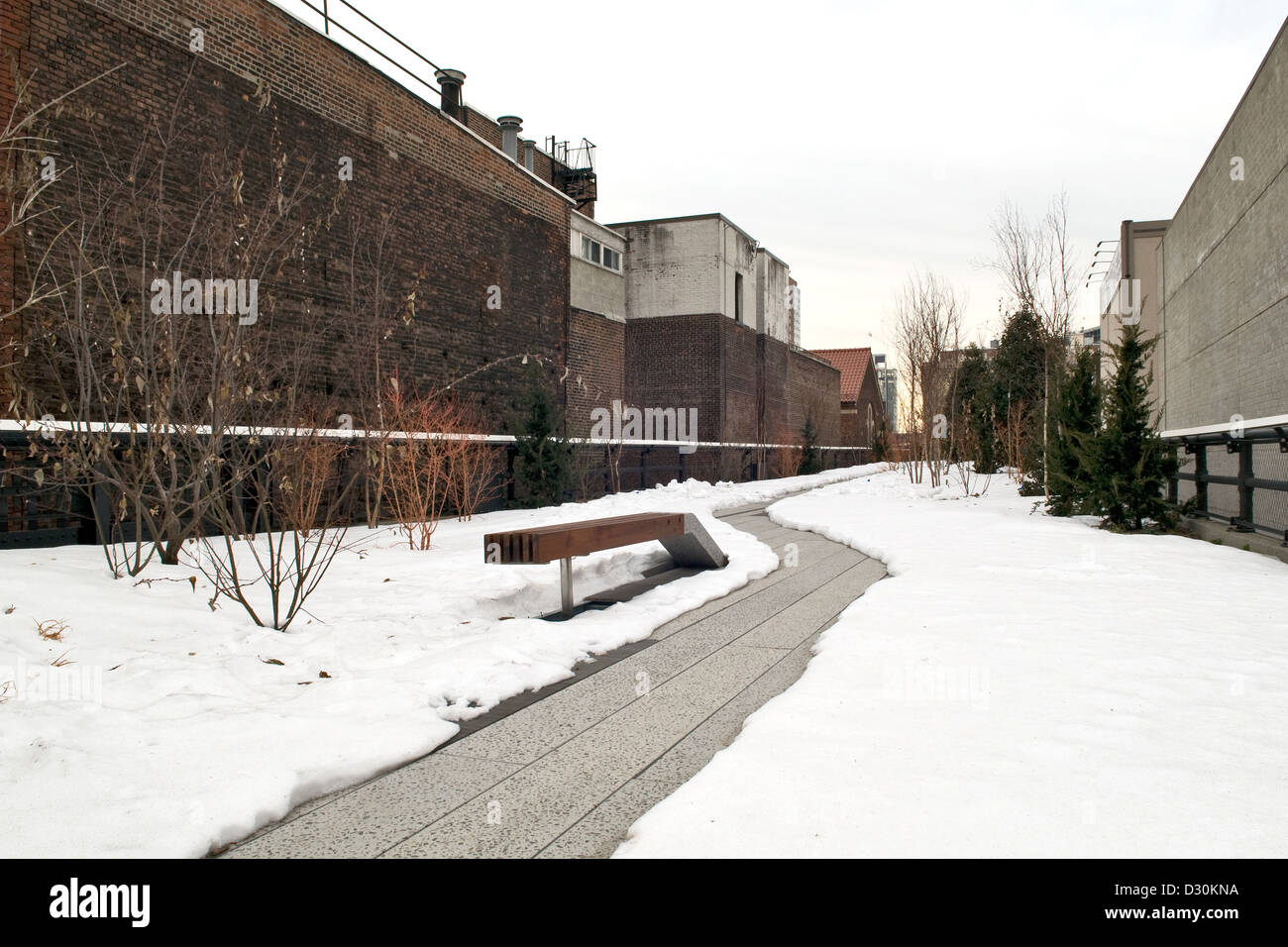 Le parc High Line à New York City en hiver. Banque D'Images