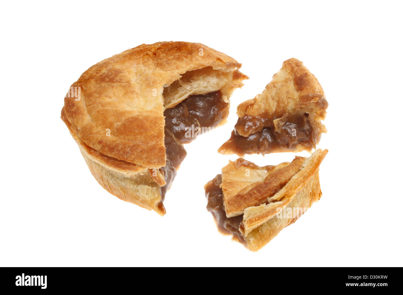 Pâté à la viande avec les articles découpés isolés contre white Banque D'Images