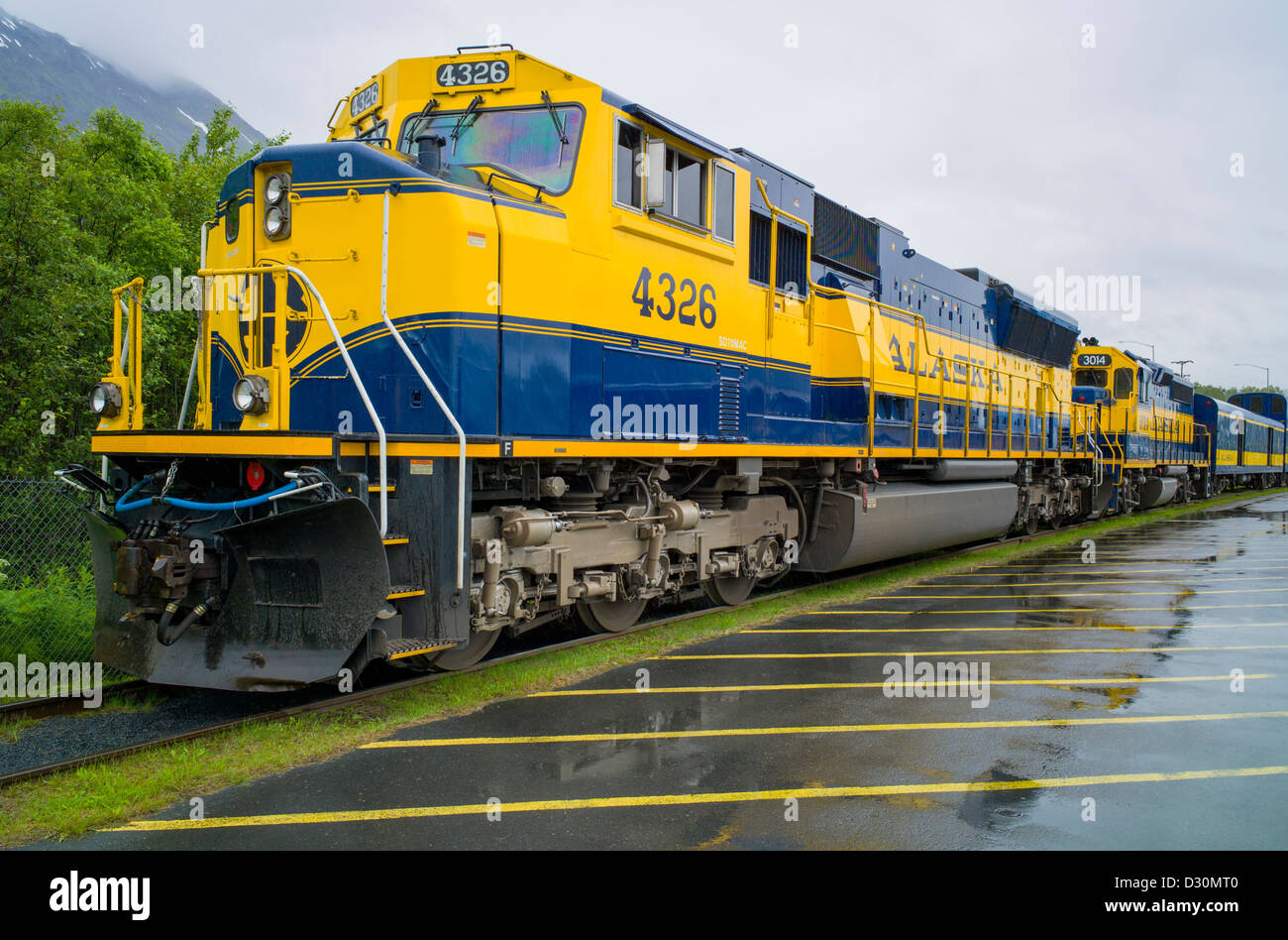 Alaska Railroad locomotive, Seward, Alaska, USA Banque D'Images