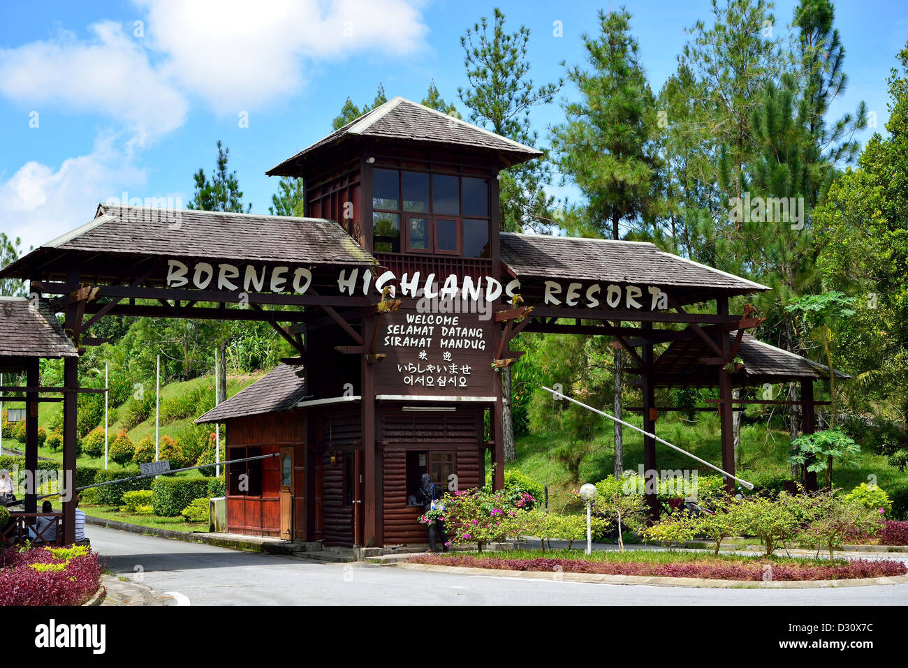 L'entrée avant de Bornéo Highland Resort. Sarawak, Bornéo, Malaisie. Banque D'Images