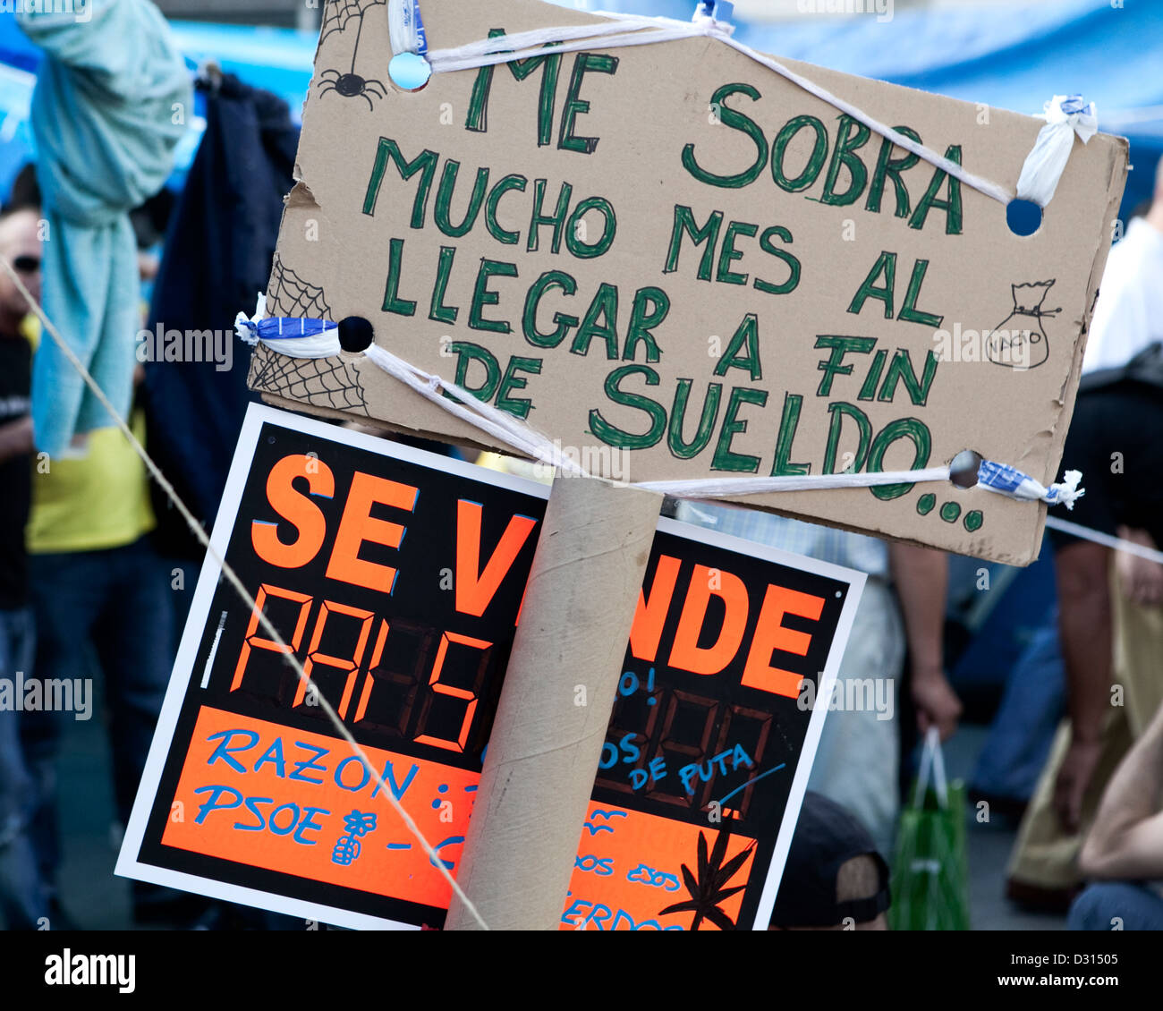 2 bannières en 15 mai 2011 Protestation de Madrid Banque D'Images