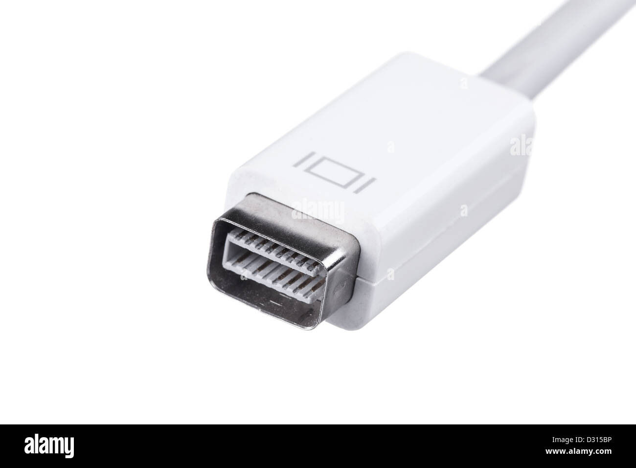 Adaptateur Mini DVI cable isolé sur fond blanc Banque D'Images