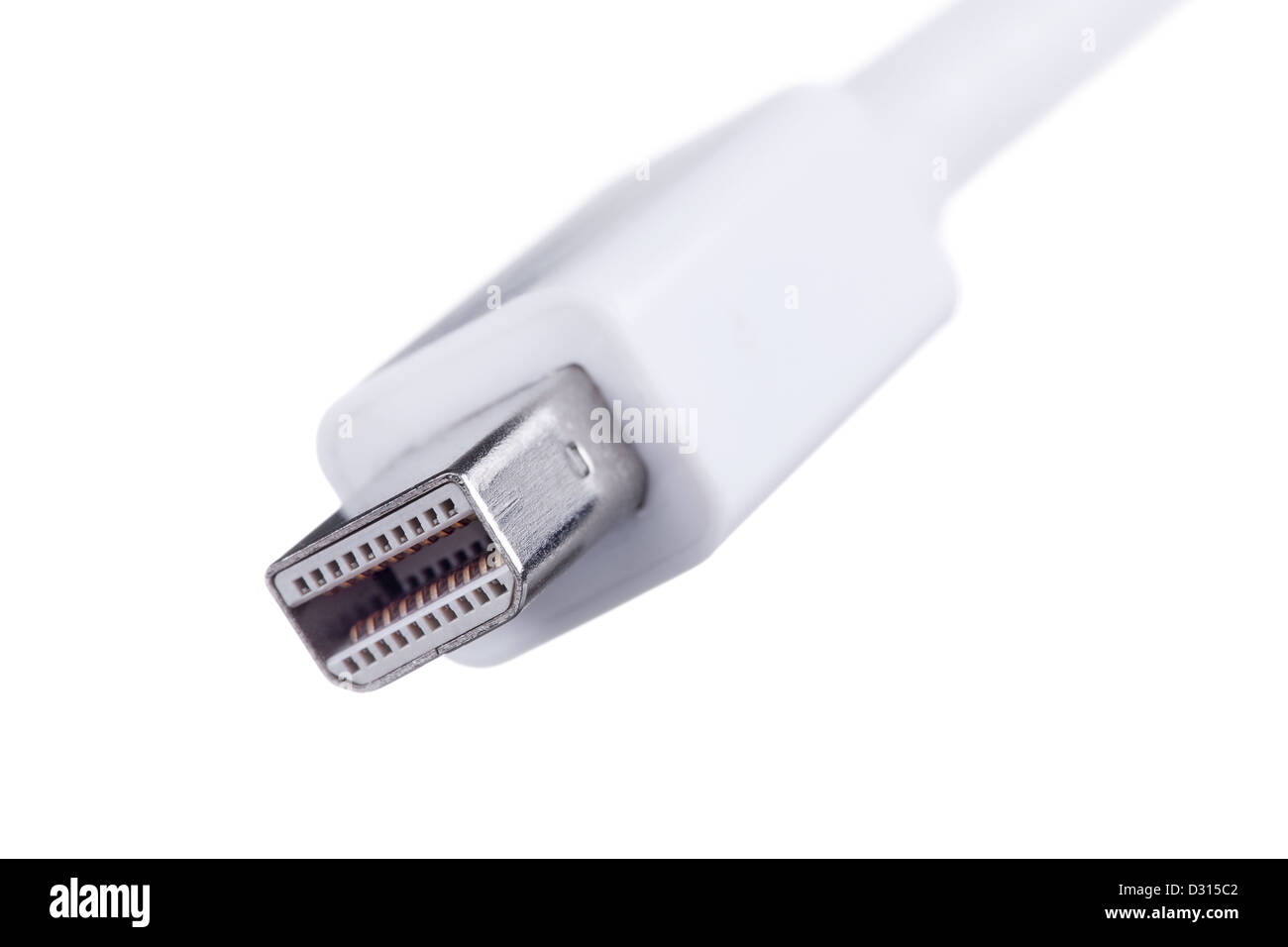 Câble adaptateur Mini Display Port isolé sur fond blanc Banque D'Images