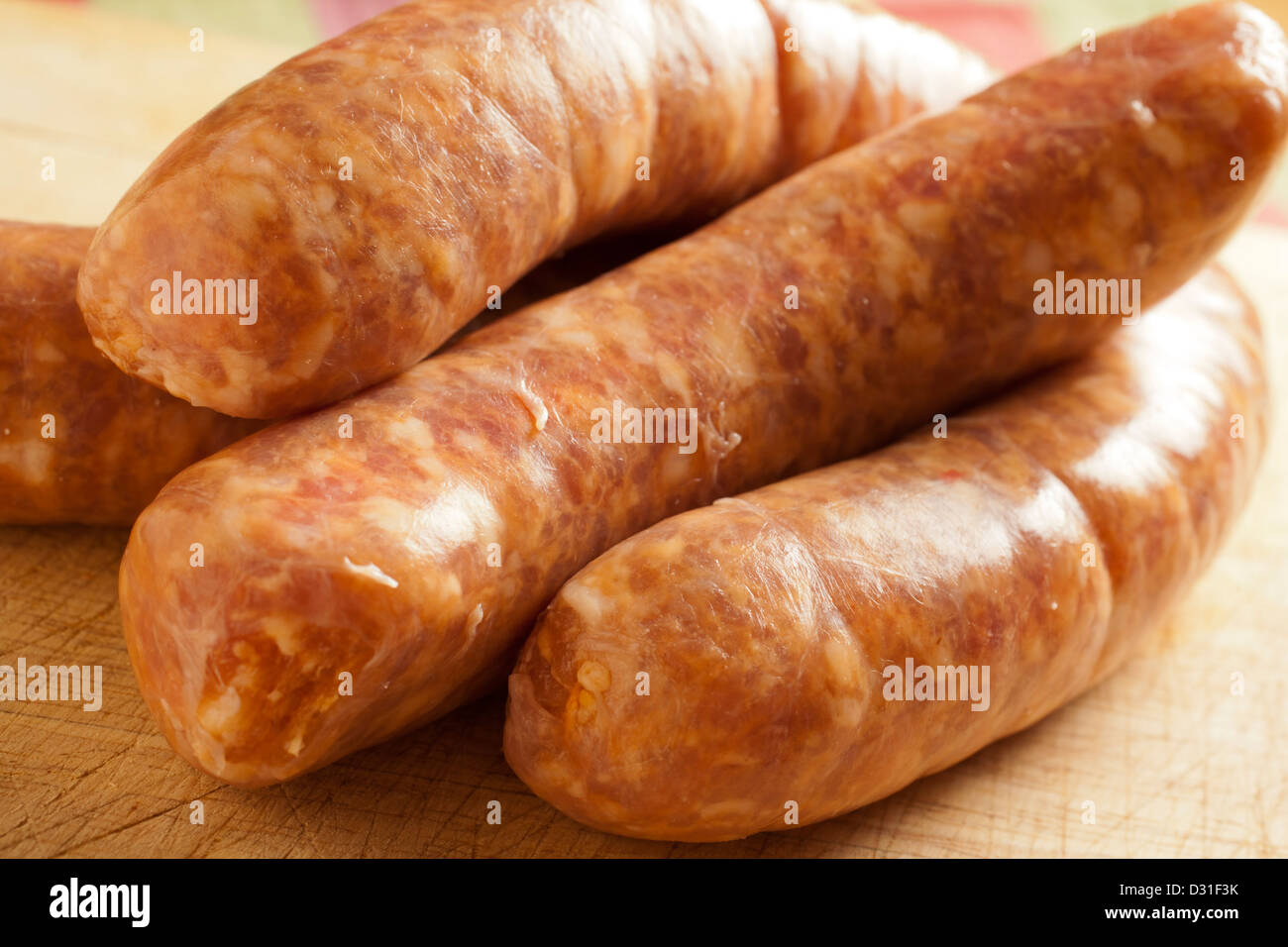 Saucisse de porc doux non cuites Banque D'Images