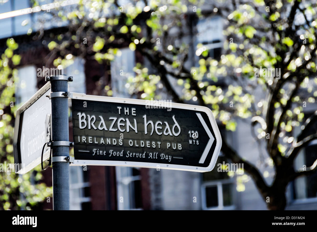 Signe de tête d'airain à Dublin, Irlande Banque D'Images