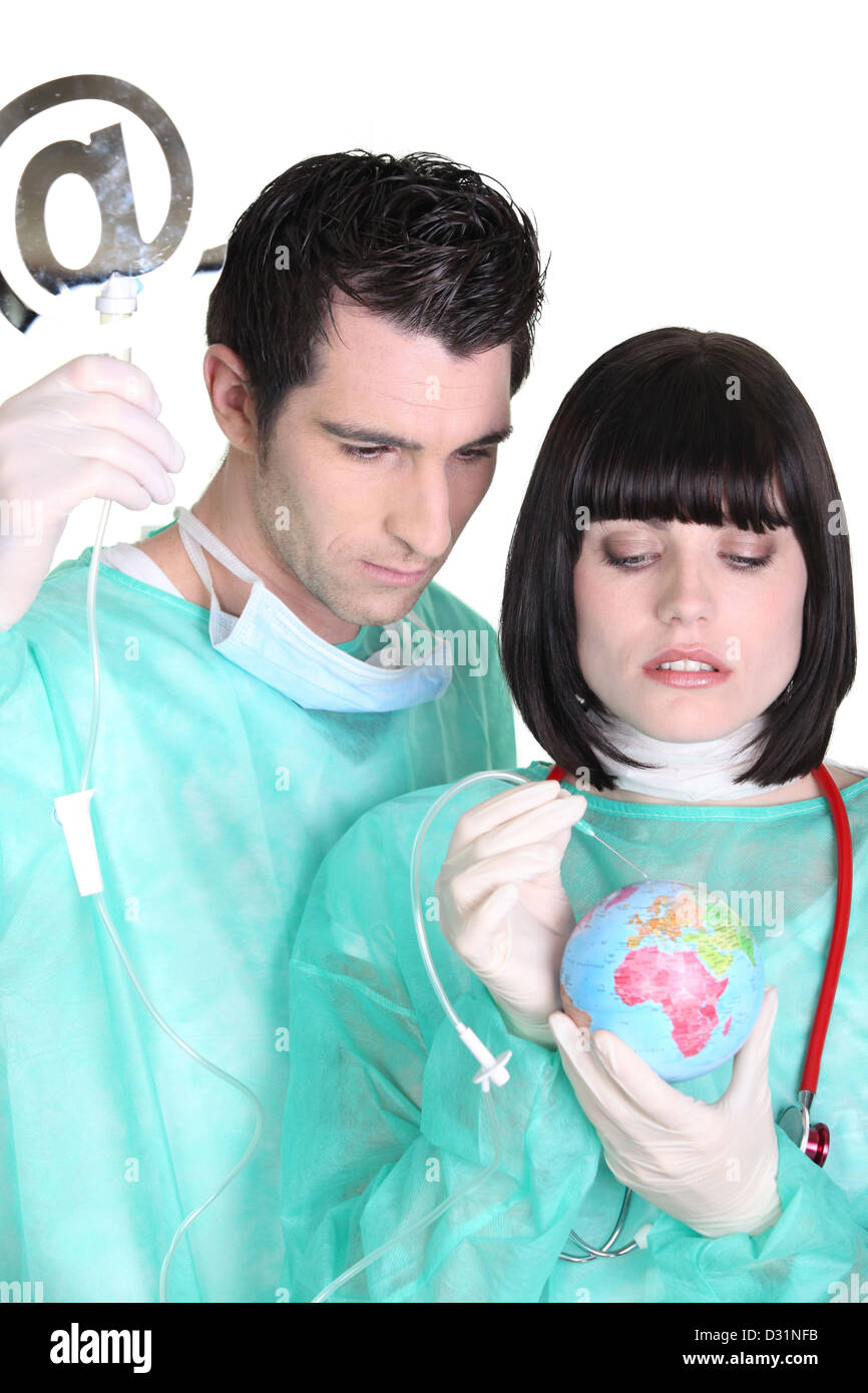 La guérison des chirurgiens un peu globe Banque D'Images