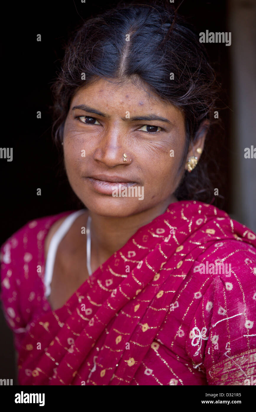 Femme rurale le Madhya Pradesh Inde Banque D'Images