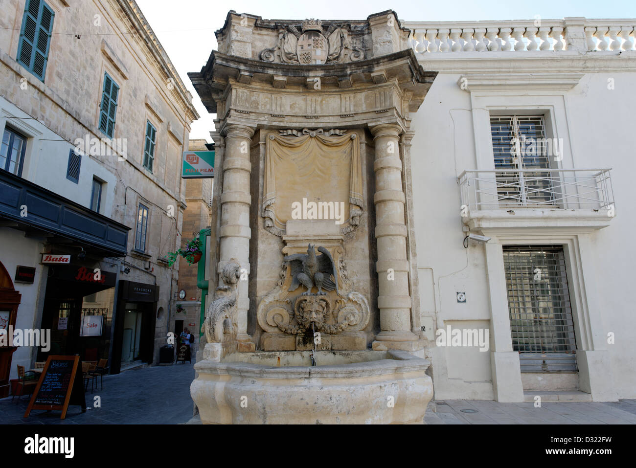 Fontaine. La Valette. Malte. Banque D'Images