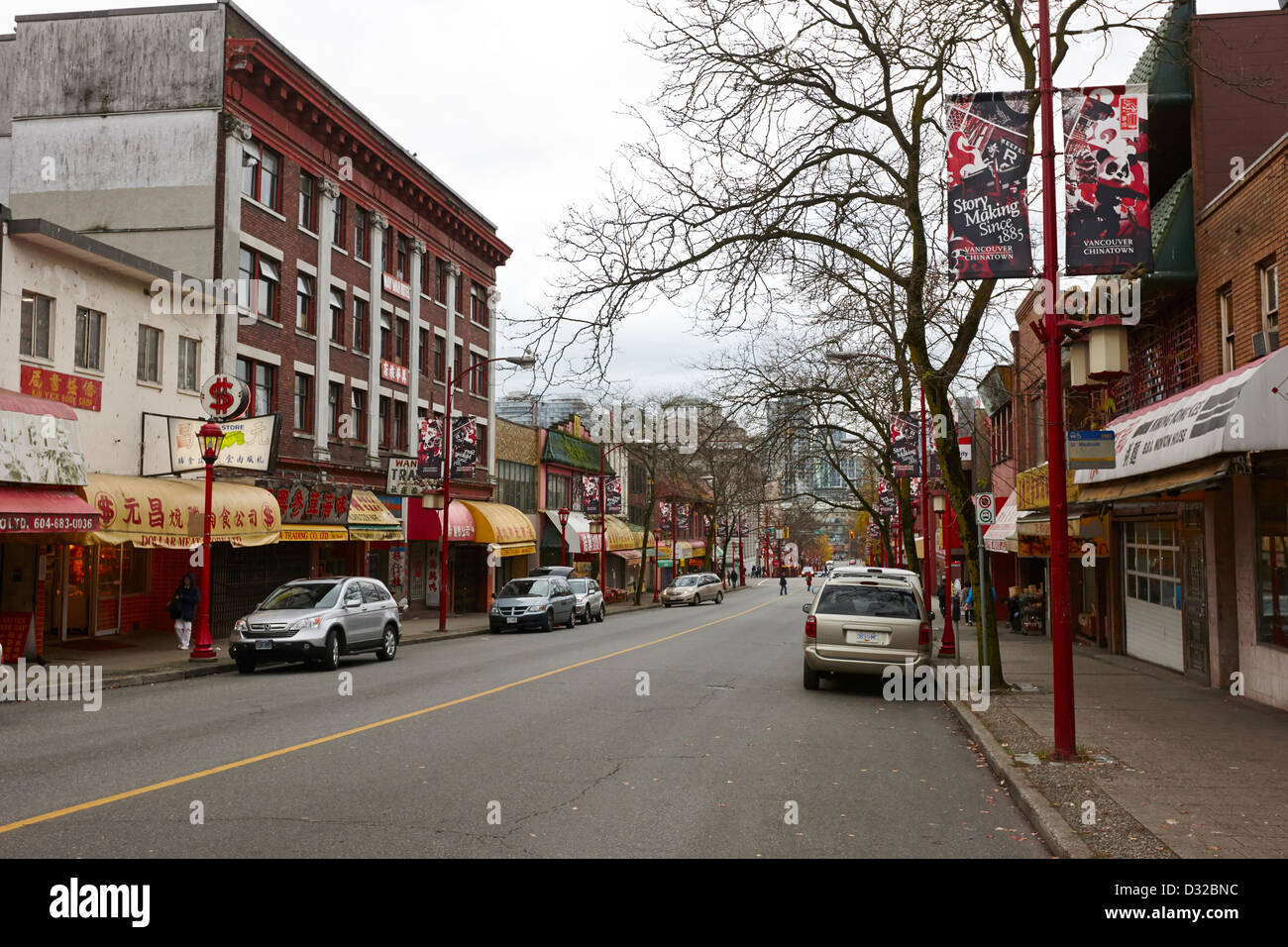 Rue Pender est dans Chinatown Vancouver BC Canada Banque D'Images