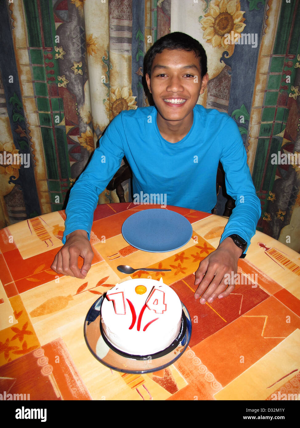 Garcon Gateau D Anniversaire Pour Ses 14 Ans Photo Stock Alamy