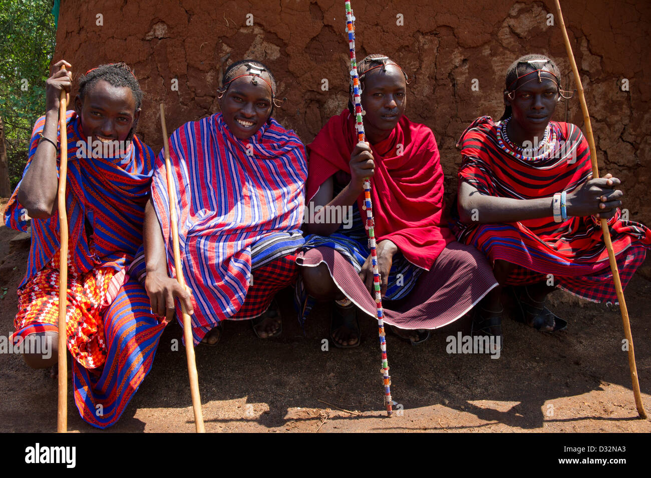 Les guerriers masaï, Kenya Banque D'Images