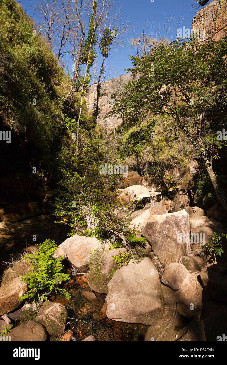 Madagascar, le Parc National de l'Isalo, Namaza, Rocky River bed Banque D'Images