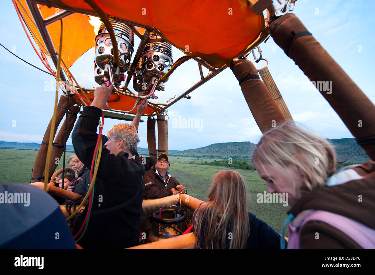 Vol en montgolfière sur le Masai Mara National Reserve, Kenya Banque D'Images