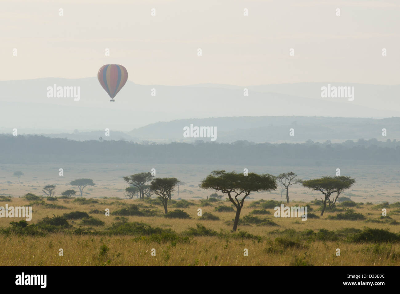 Vol en montgolfière sur le Masai Mara National Reserve, Kenya Banque D'Images
