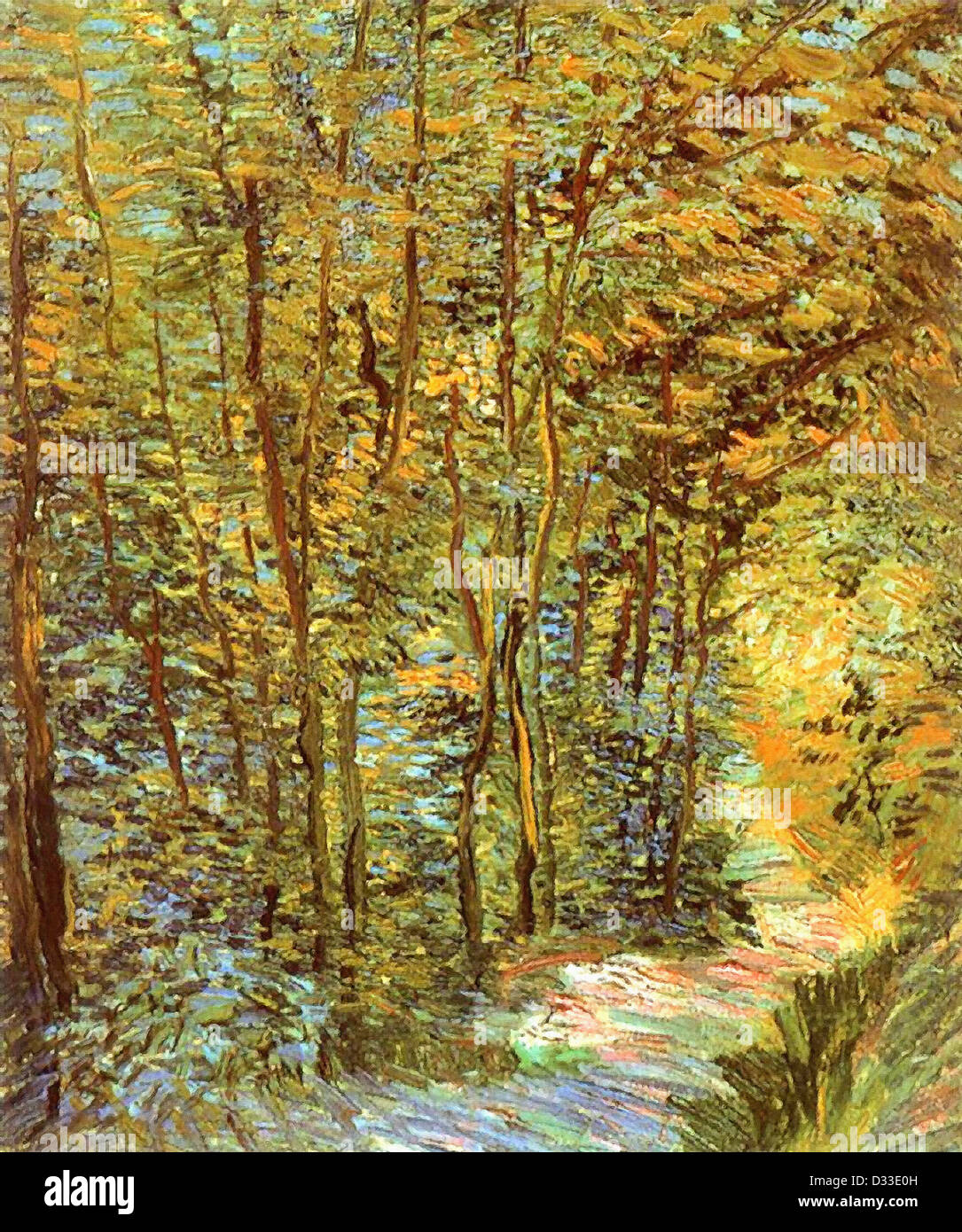 Vincent van Gogh : chemin dans les bois. 1887. Huile sur toile. Le postimpressionnisme. Van Gogh Museum, Amsterdam, Pays-Bas. Banque D'Images
