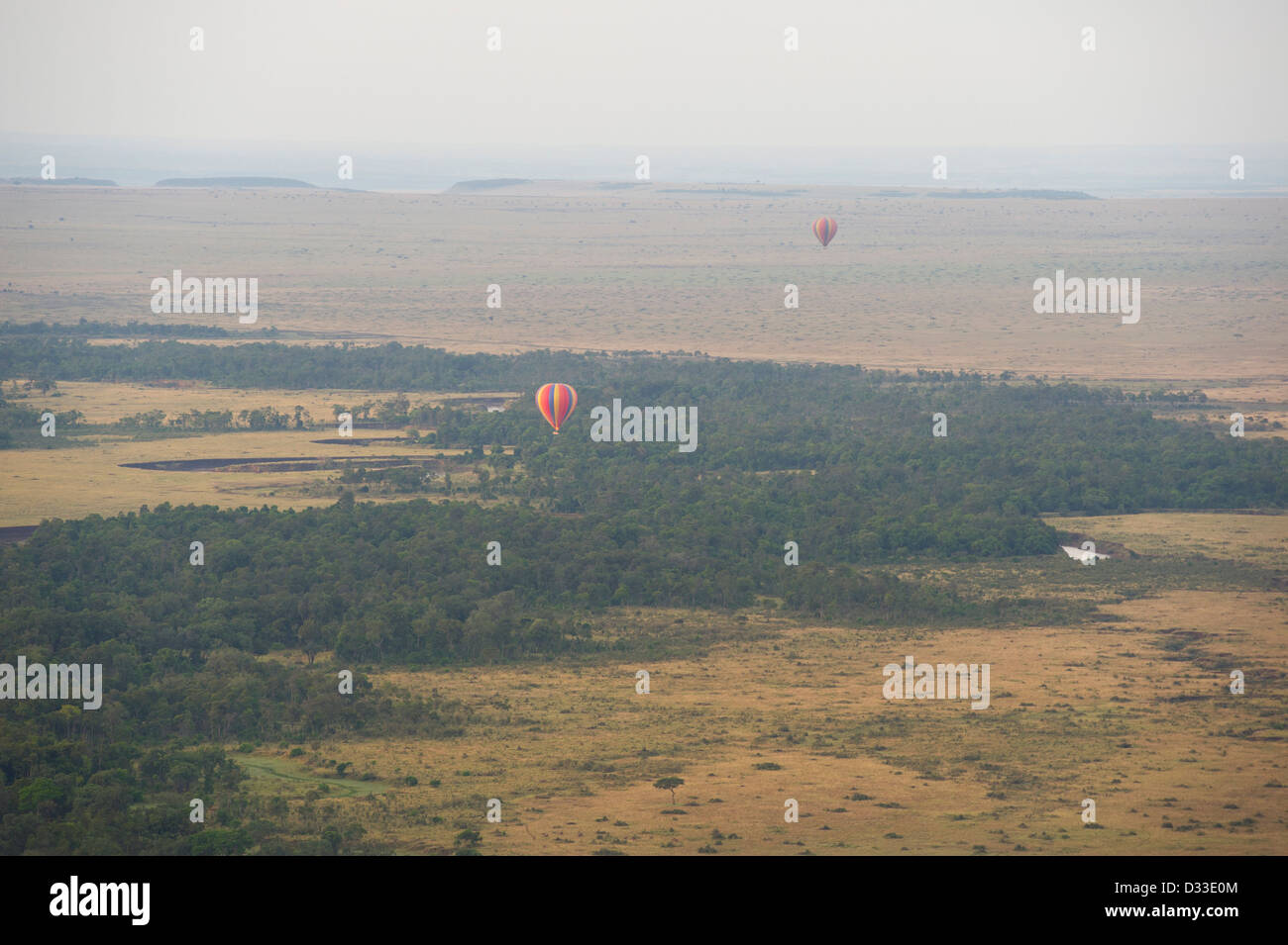 Vol en montgolfière sur le Masai Mara National Reserve, Kenya Banque D'Images