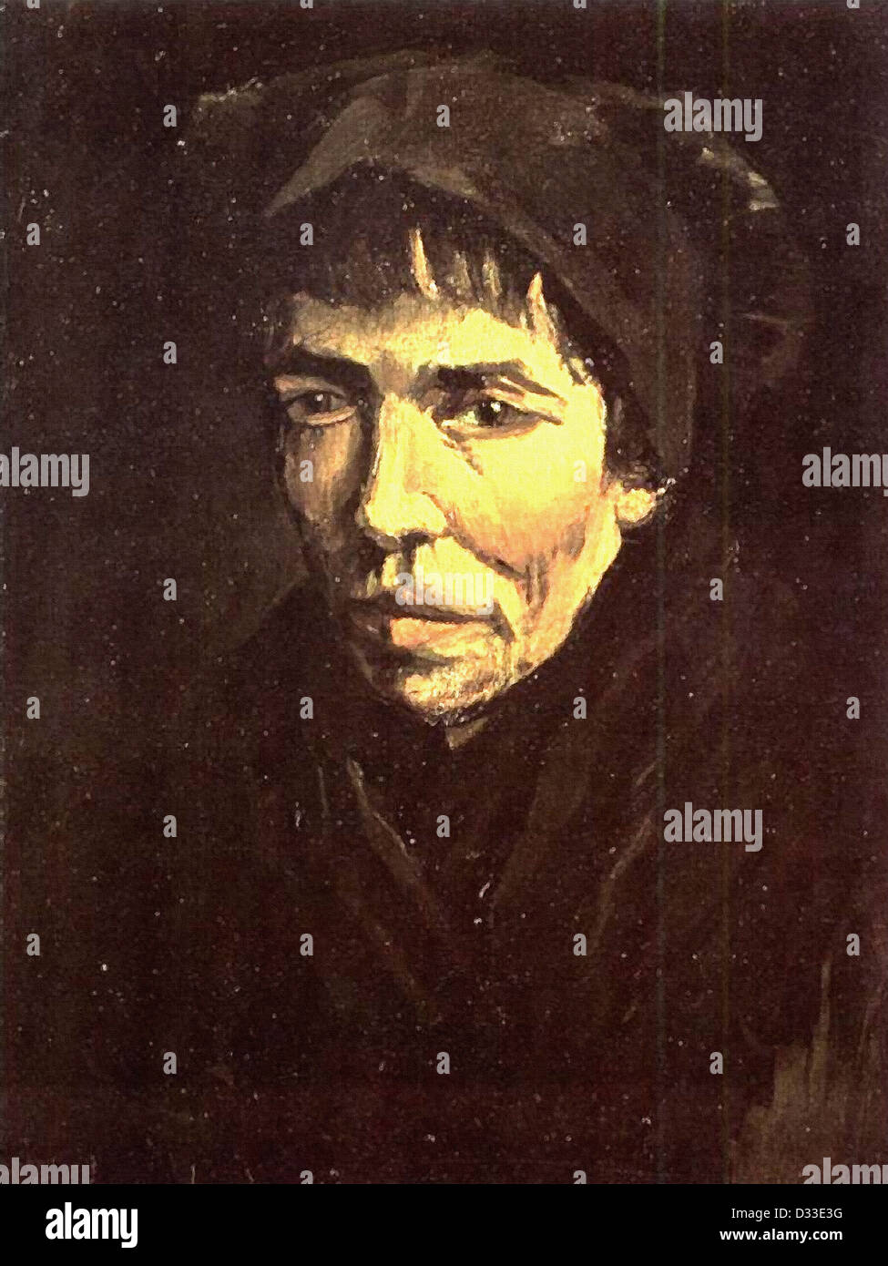 Vincent van Gogh : chef d'une paysanne avec un bouchon. 1885. Huile sur toile. Collection privée. Le réalisme. Banque D'Images