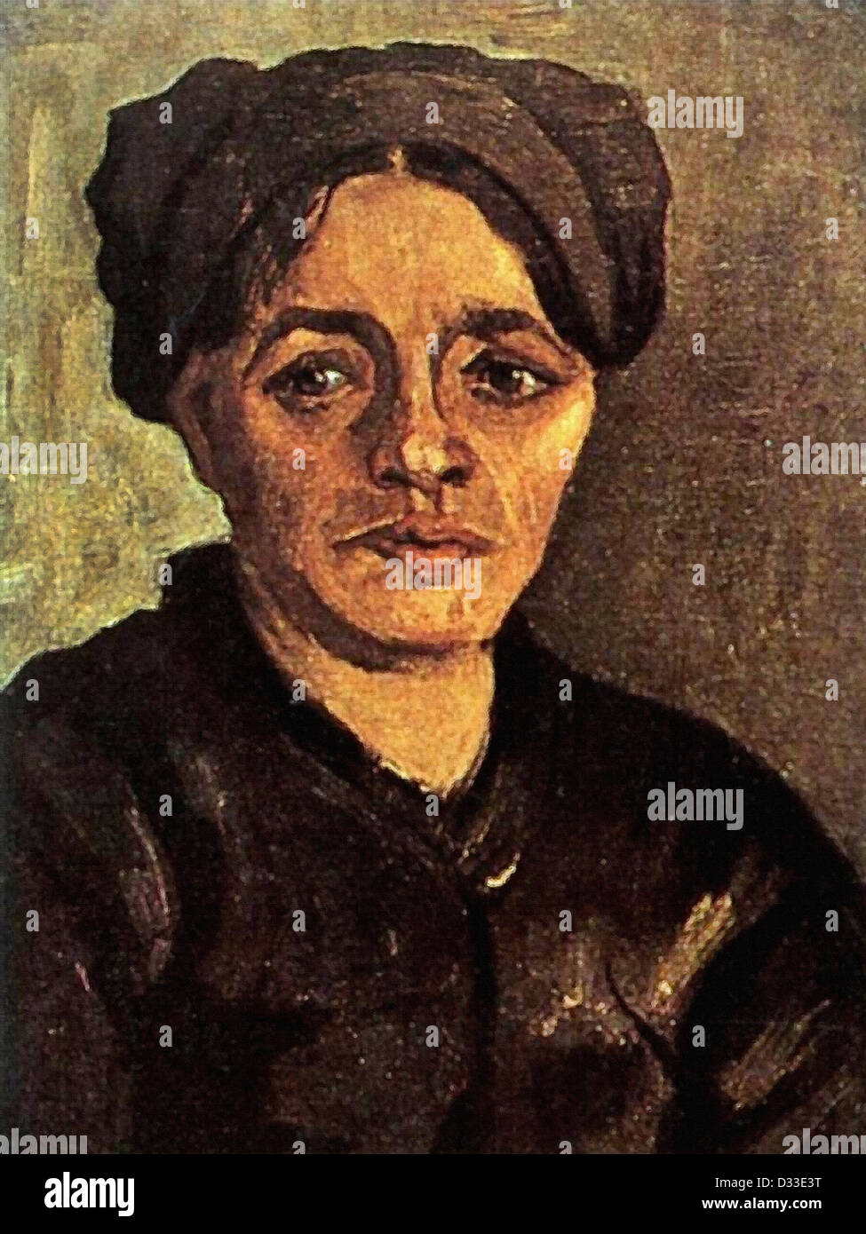 Vincent van Gogh : chef d'une paysanne avec un bouchon. 1885. Huile sur toile. Collection privée. Le réalisme. Banque D'Images