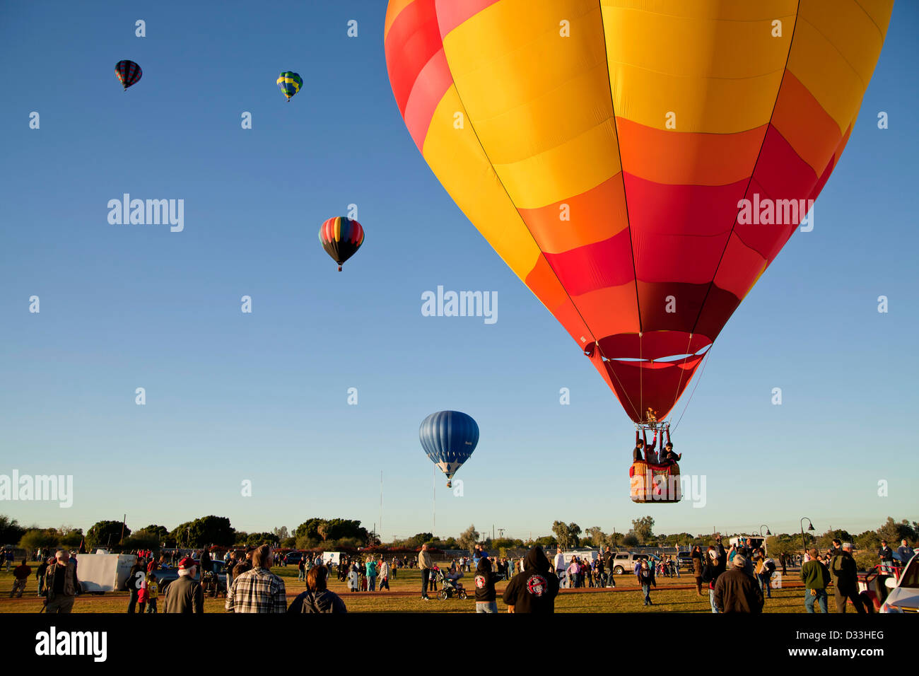 Voler des montgolfières à t'il Yuma de montgolfières à Yuma, Arizona, États-Unis d'Amérique, USA Banque D'Images