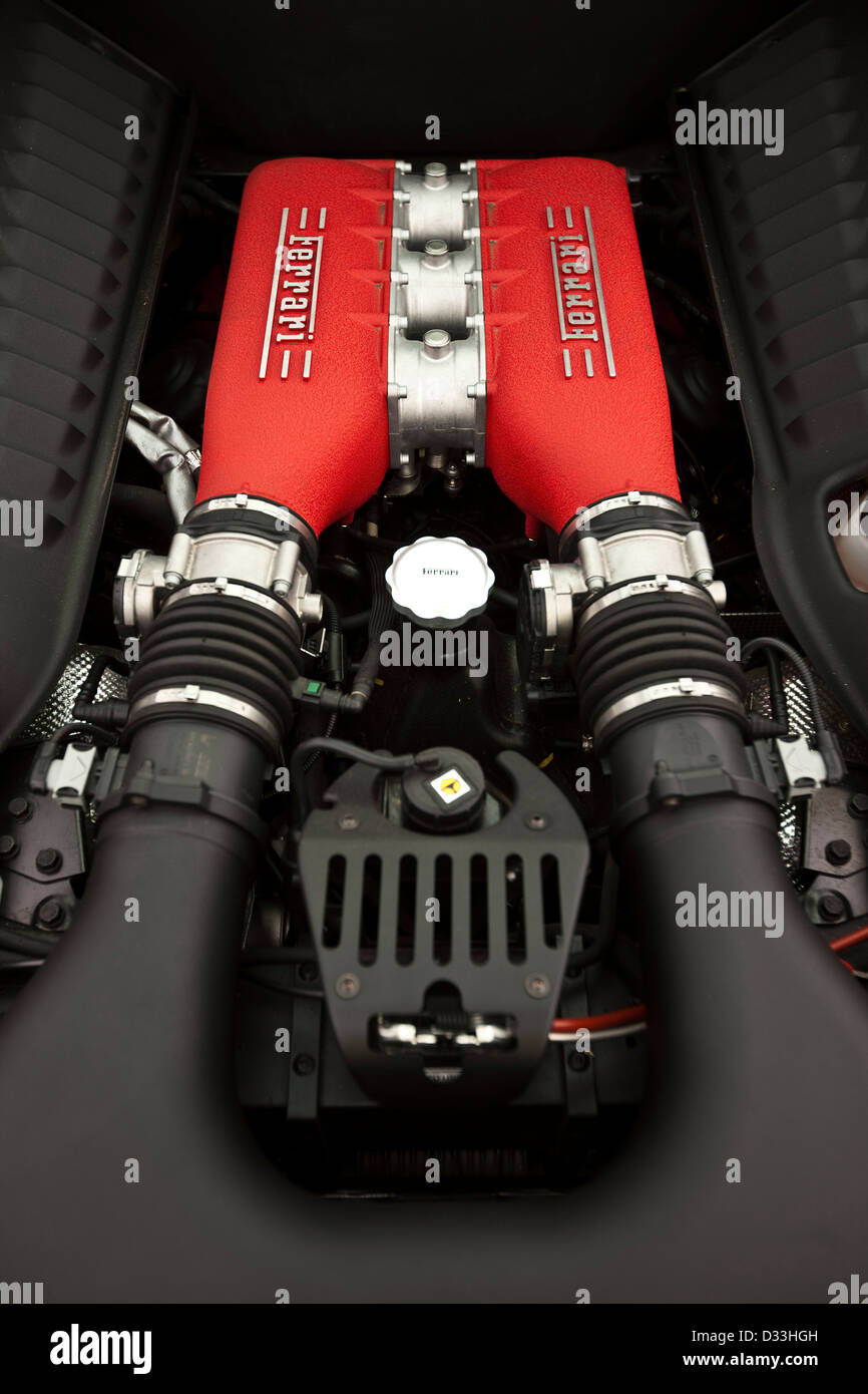 Ferrari 458 Italia V8 moteur, Thruxton, UK, 03 08 2010 Banque D'Images