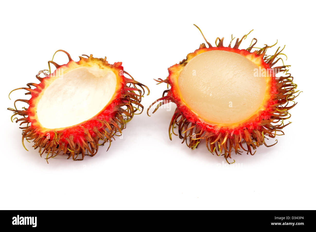 Ramboutan (nephelium lappaceum) sur fond blanc, close-up Banque D'Images