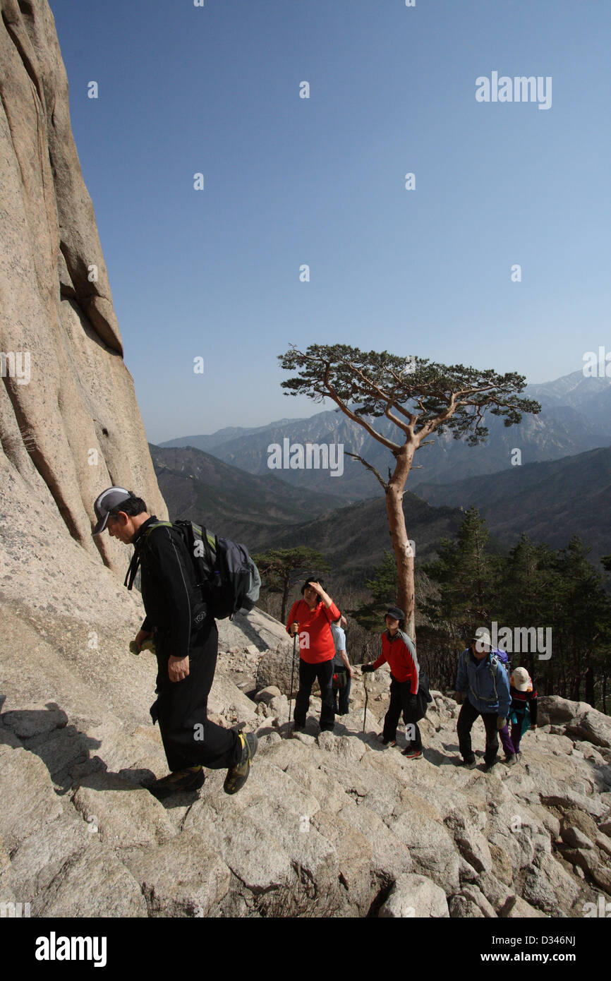 Les randonneurs Seoraksan Parc National de la Corée du Sud n'Gangwon Banque D'Images