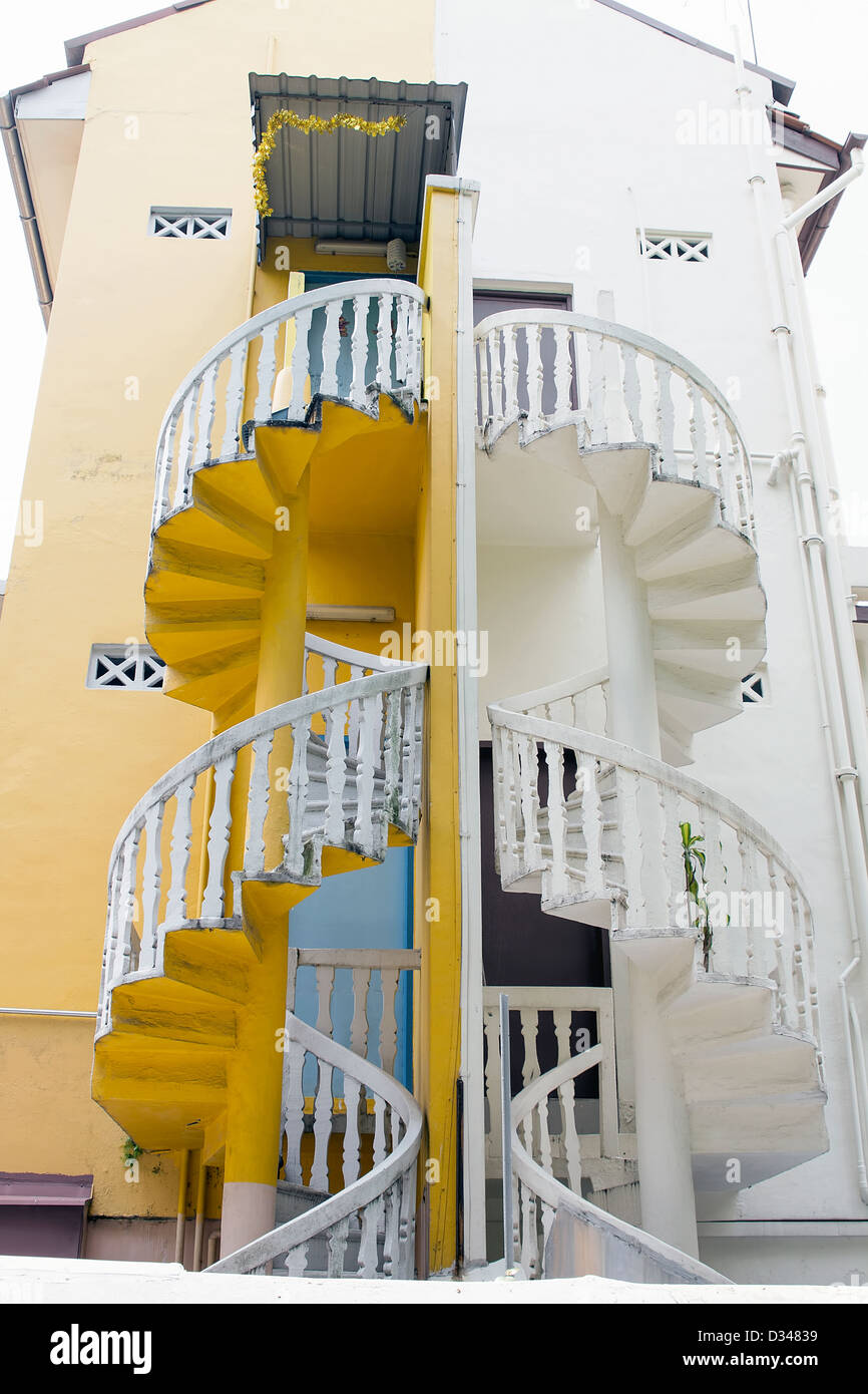 Maison Peranakan historique escalier derrière 3 Banque D'Images