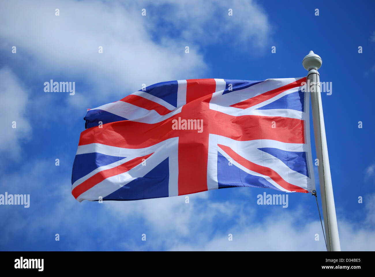 Union Jack battant sur mât, Westminster, Londres, Angleterre, Royaume-Uni Banque D'Images