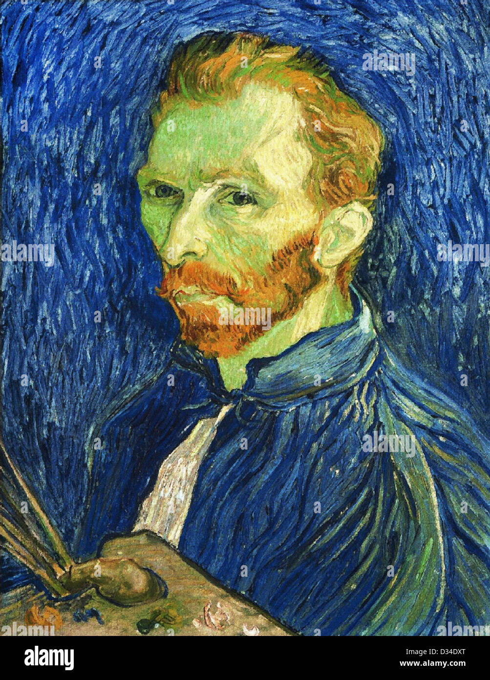 Vincent van Gogh, Autoportrait avec pallette. 1889. Le postimpressionnisme. Huile sur toile. Lieu de création:Arles-sur-tech, France Banque D'Images