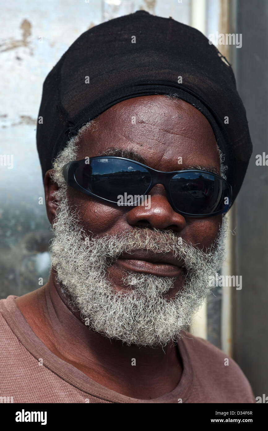 Portrait d'un homme de Rastafari Sainte-lucie, Caraïbes Banque D'Images