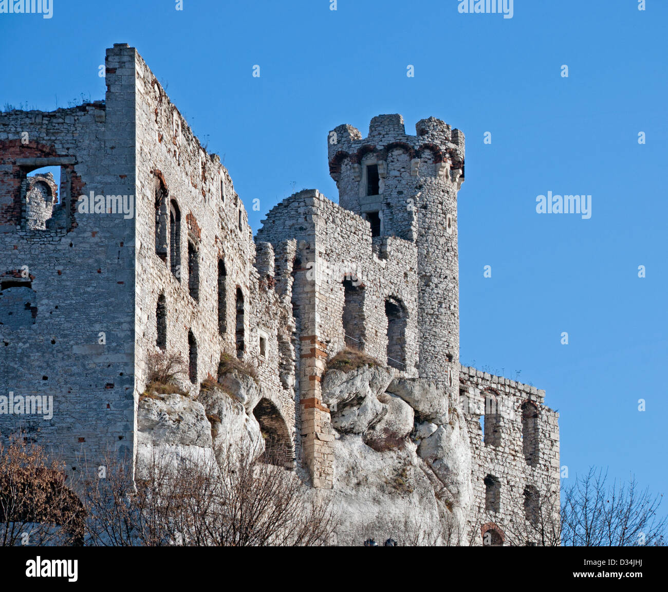 Les ruines de château médiéval en Pologne. Ogrodzieniec Banque D'Images