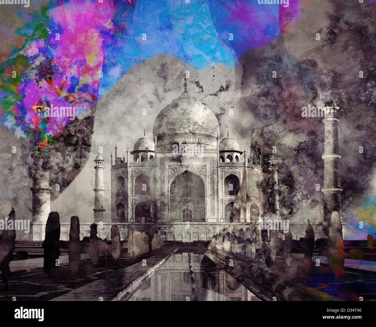 L'art numérique : Le Taj Mahal à Agra (Inde) Banque D'Images