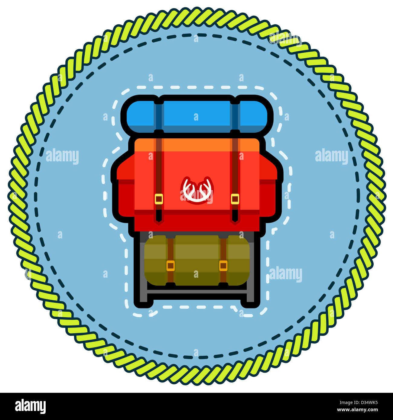 Sac à dos sur une illustration de l'emblème badge design patch Banque D'Images