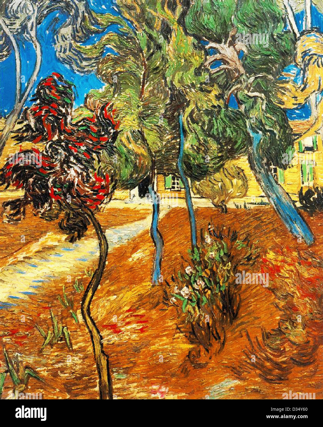 Vincent van Gogh, les arbres dans le jardin de l'asile. 1889. Le postimpressionnisme. Huile sur toile. Lieu de création : Saint-remy-blanzy Banque D'Images
