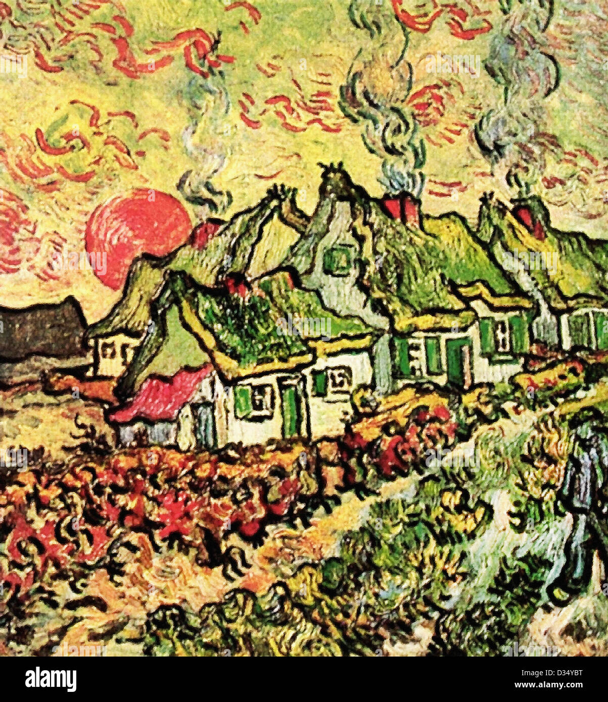 Vincent van Gogh, Cottages rappelant la Nord. 1890. Le postimpressionnisme. Huile sur toile. Création:Saint-Rémy-Blanzy France Banque D'Images
