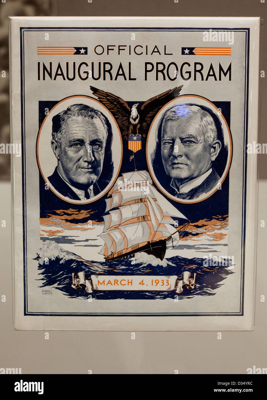 Roosevelt et Garner programme d'inauguration officielle Banque D'Images