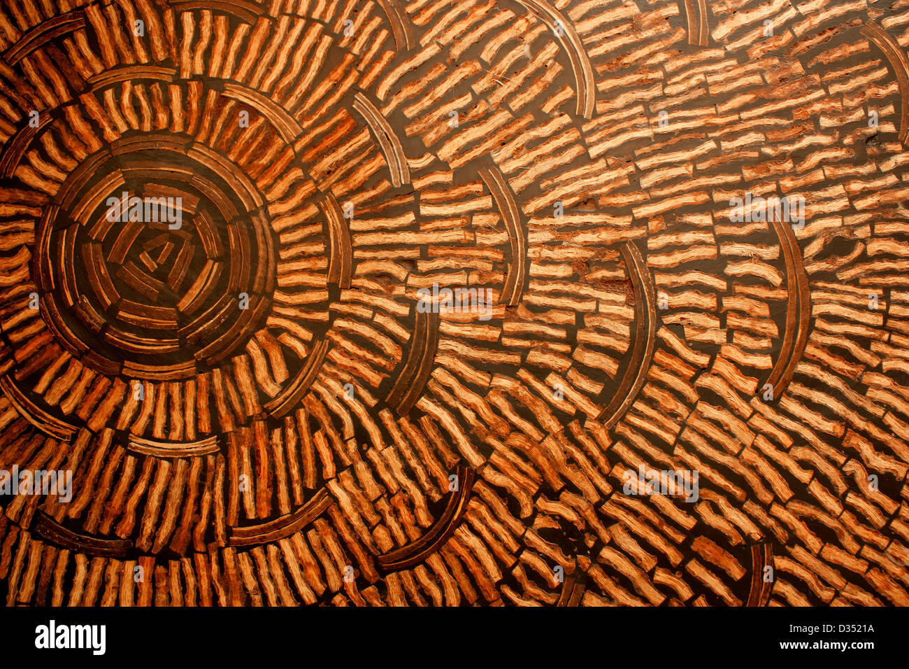 Coque de noix de coco à motifs mur lettre des fibres naturelles. Banque D'Images