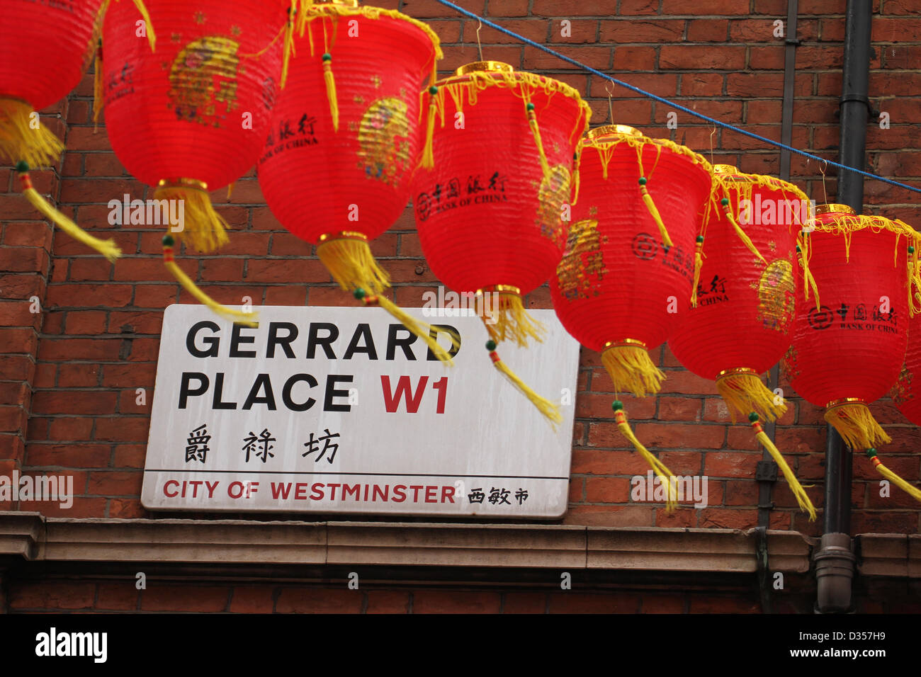 London,UK.10 fév, 2013. Vu les lanternes sur Gerrard Place W1 Banque D'Images