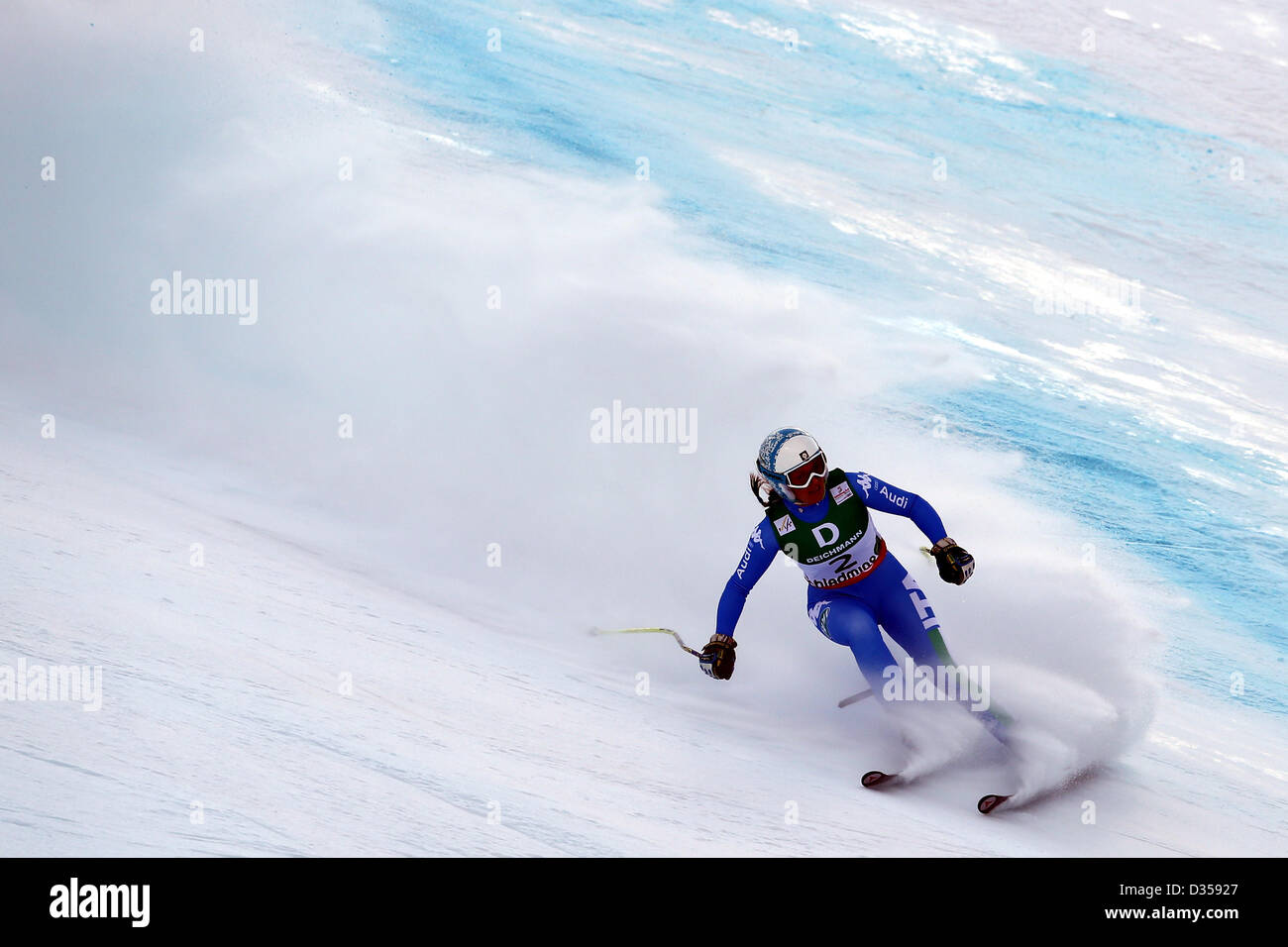 10.02.2013, Schladming, Autriche. Nadia Fanchini (ITA) en action au cours de la descente dames des Championnats du Monde FIS de Ski Alpin 2013 Banque D'Images