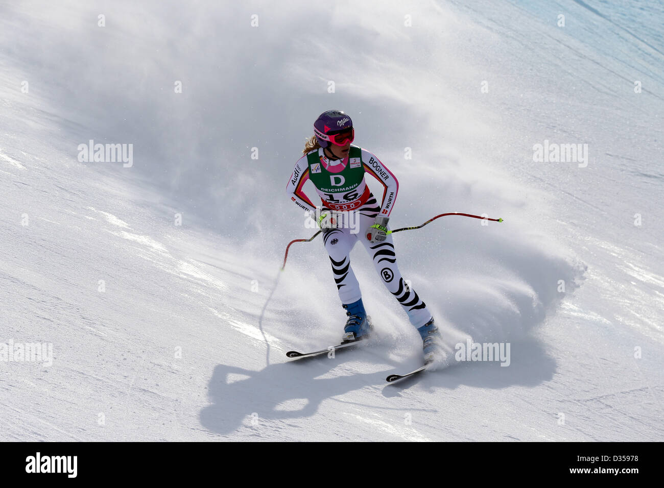 10.02.2013, Schladming, Autriche. Maria Hoefl-Riesch (GER) en action pendant les Championnats du Monde FIS de Ski Alpin 2013 Banque D'Images