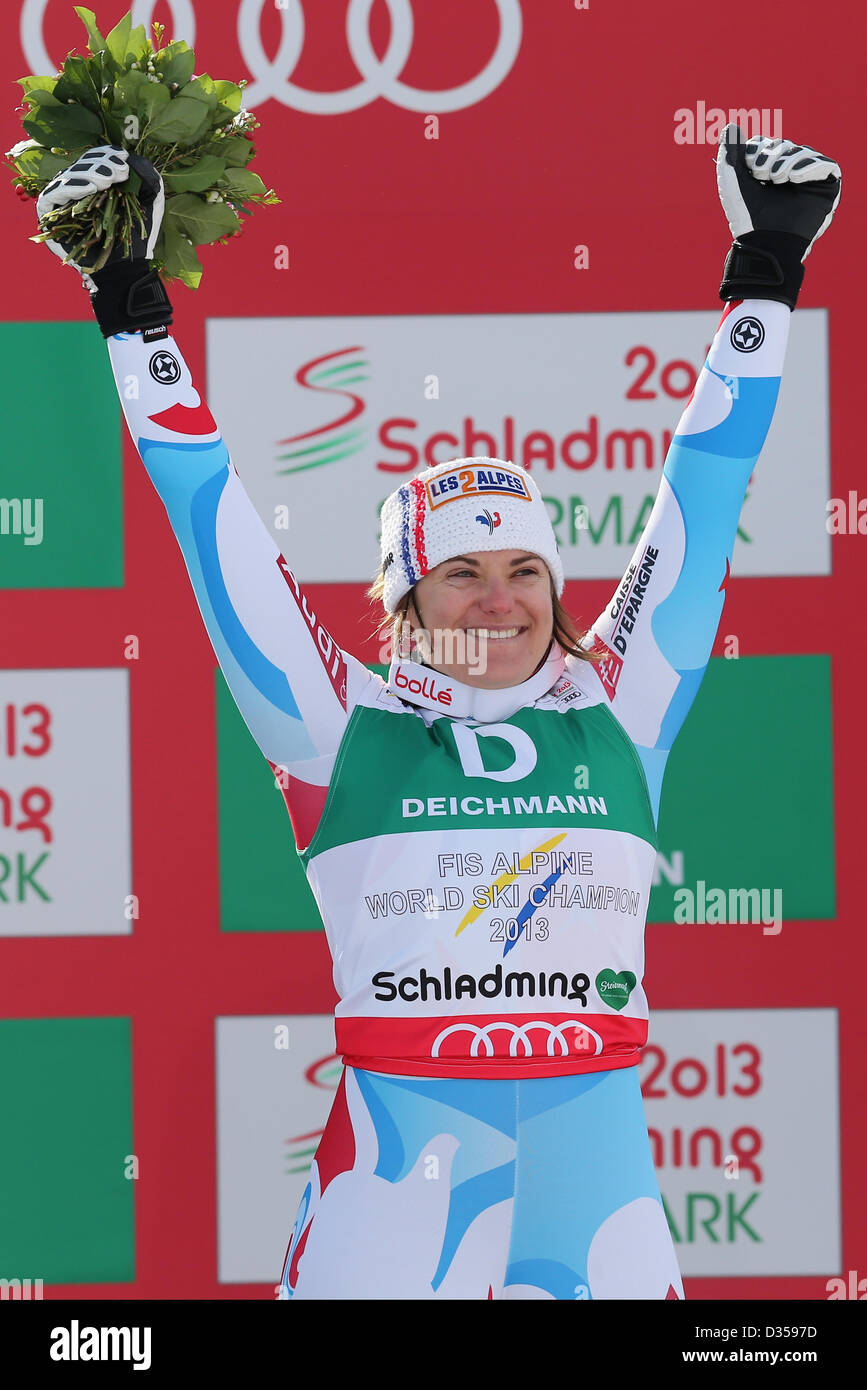 10.02.2013, Schladming, Autriche. Marion Rolland (Fra) en action pendant les Championnats du Monde FIS de Ski Alpin 2013 Banque D'Images