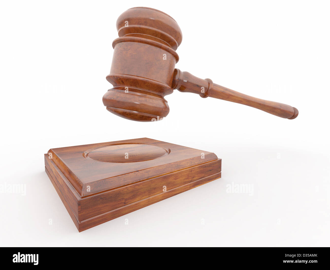 Isolaed juge gavel on white background. 3d Banque D'Images