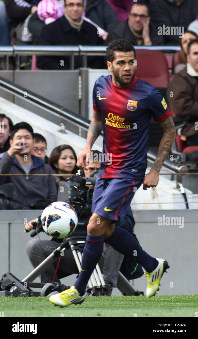 10.02.2013. Barcelone, Espagne. Alves en action au cours de la La Liga match entre Barcelone et Getafe du Nou Camp. Banque D'Images