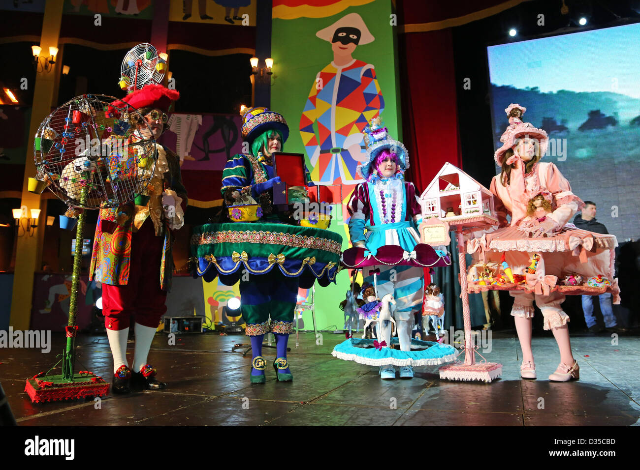 Venise, Italie. 10 février 2013. Luna Park, porteur de la carnaval de Venise 2013 gagner le prix pour la plus pittoresque costume, Venise, Italie. Banque D'Images